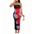thumbnail image 2 of Women Summer Strapless Maxi Dress Bodycon Floral Long Wedding Guest Dress Formal Cocktail Dresses Colorful Printing L, 2 of 7