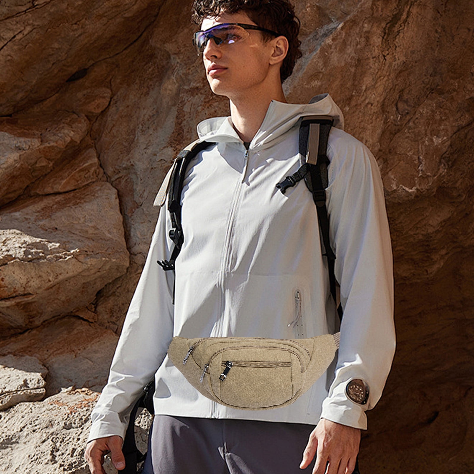 Hot6sl Washed Canvas Casual Sports Vintage Men's Waist Pack