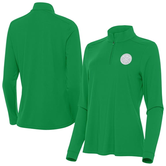 Women's Antigua Kelly Green Denver Nuggets St. Patrick's Day Intent Quarter-Zip Top