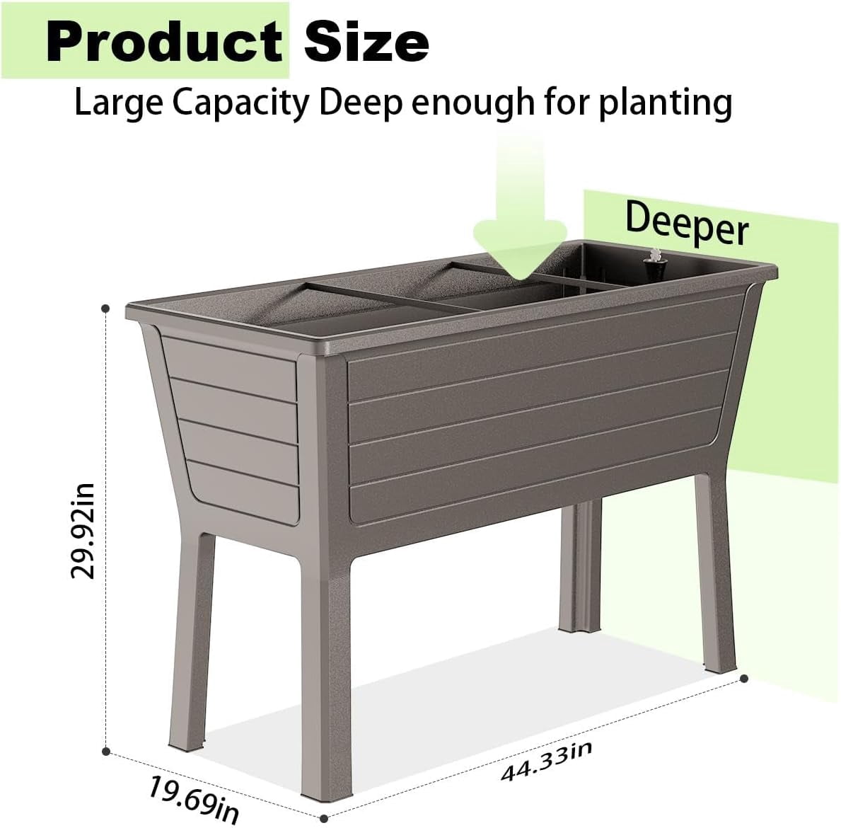 Raised Garden Bed with Wheels – Resin Planter, Waterproof & UV-Resistant for Outdoor Flowers, Vegetables & Herbs (Shallow coffee, 1 Pack)