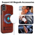 thumbnail image 4 of ELEHOLD Case for iPhone X/XS, Luxury PU Leather Anti-Scratch Magnetic Case with Invisible Kickstand for MagSafe Accessory,Brown, 4 of 8