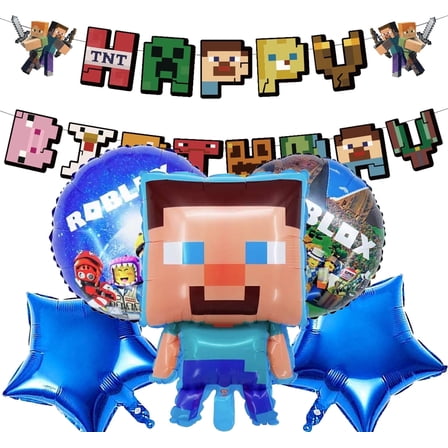 5 PCS Pixel Style Gamer Party Supplies Balloon Roblox Balloons Birthday Party Balloons Roblox Balloons