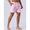 thumbnail image 2 of DARING DIVA Men's Drawstring Elastic Waist Tie Dye Hawaiian Board Shorts 28 Pink, 2 of 6