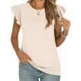thumbnail image 6 of OSOLU Women Solid Color Summer New Ruffle Edged Fashion Sweet Fresh Versatile Tops T-Shirt Tee Comfort Dailywear, 6 of 8
