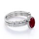 thumbnail image 3 of JeenMata Anillo de Trío de Rubíes de Color Rojo Sangre de 2 Quilates de Estilo Art Déco de Talla Ovalada Creados en Laboratorio Engastados en Oro Blanco de 18 K sobre Plata, 3 of 6