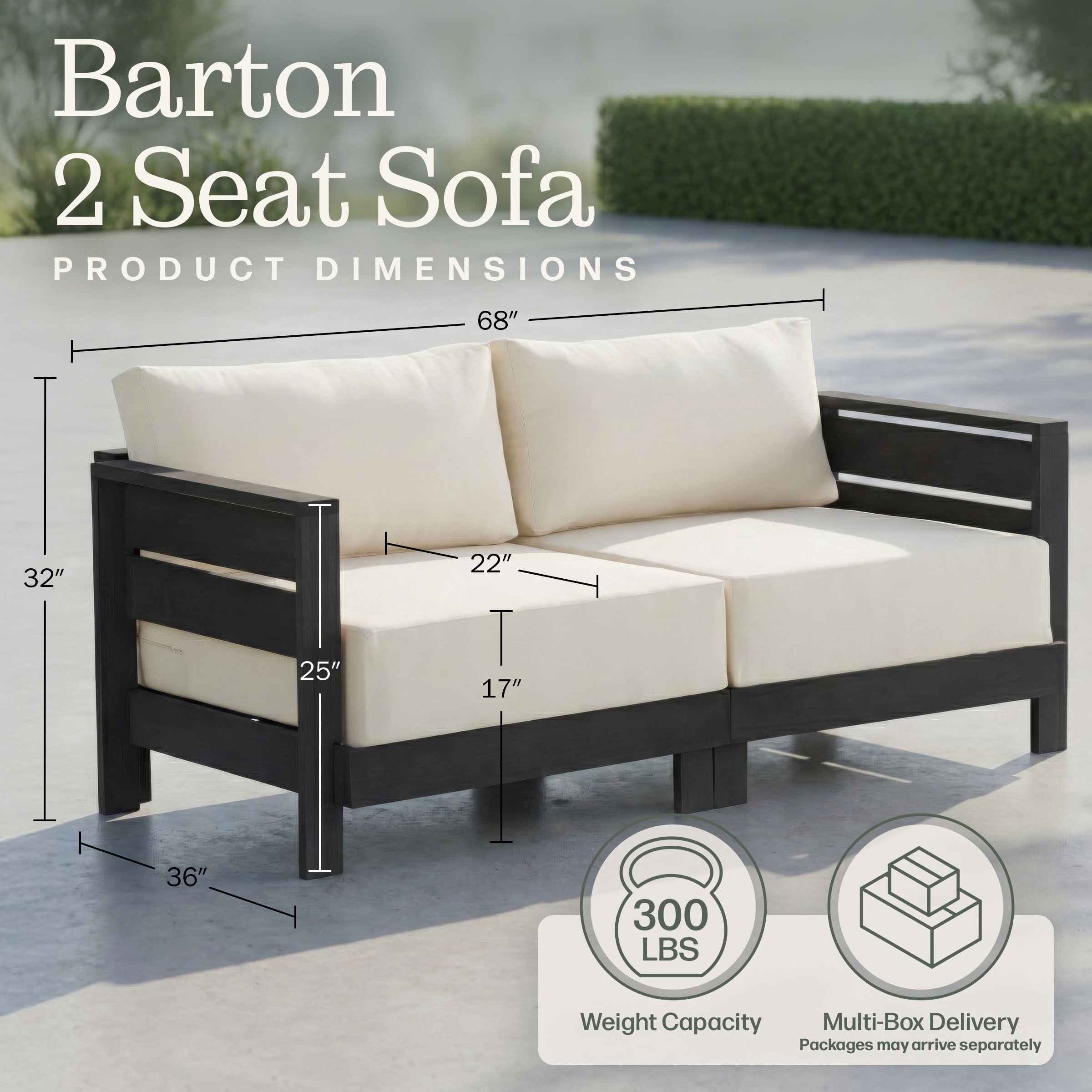 Alaterre Furniture Barton Outdoor Patio Loveseat - Eucalyptus Wood Loveseat (Black)
