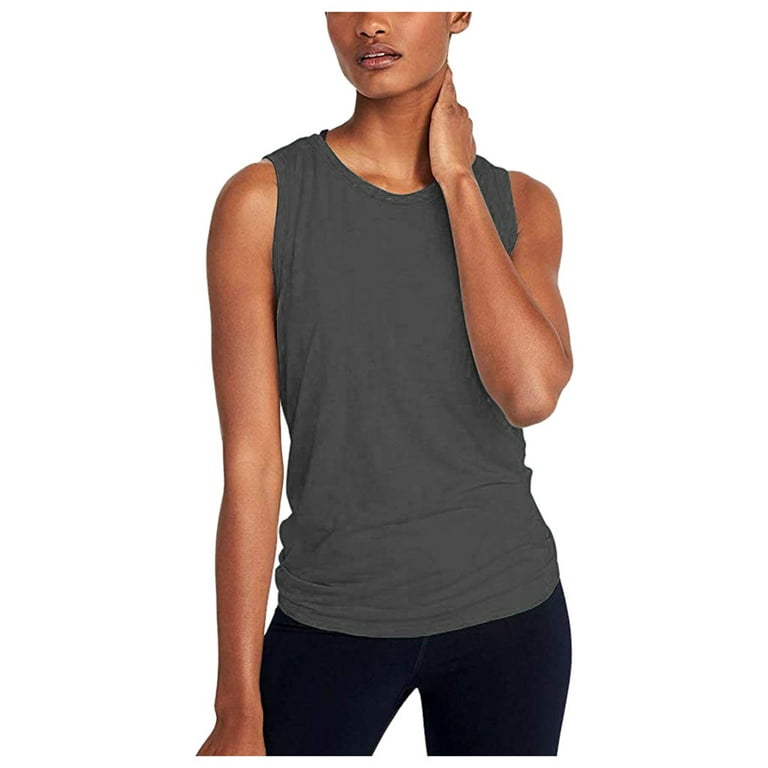 adviicd Padded Tank Tops For Women Plus Size Tank Tops for Women Summer  Sleeveless Henley T-Shirts Tops Casual Button Down Tunics Shirts Dark Gray M