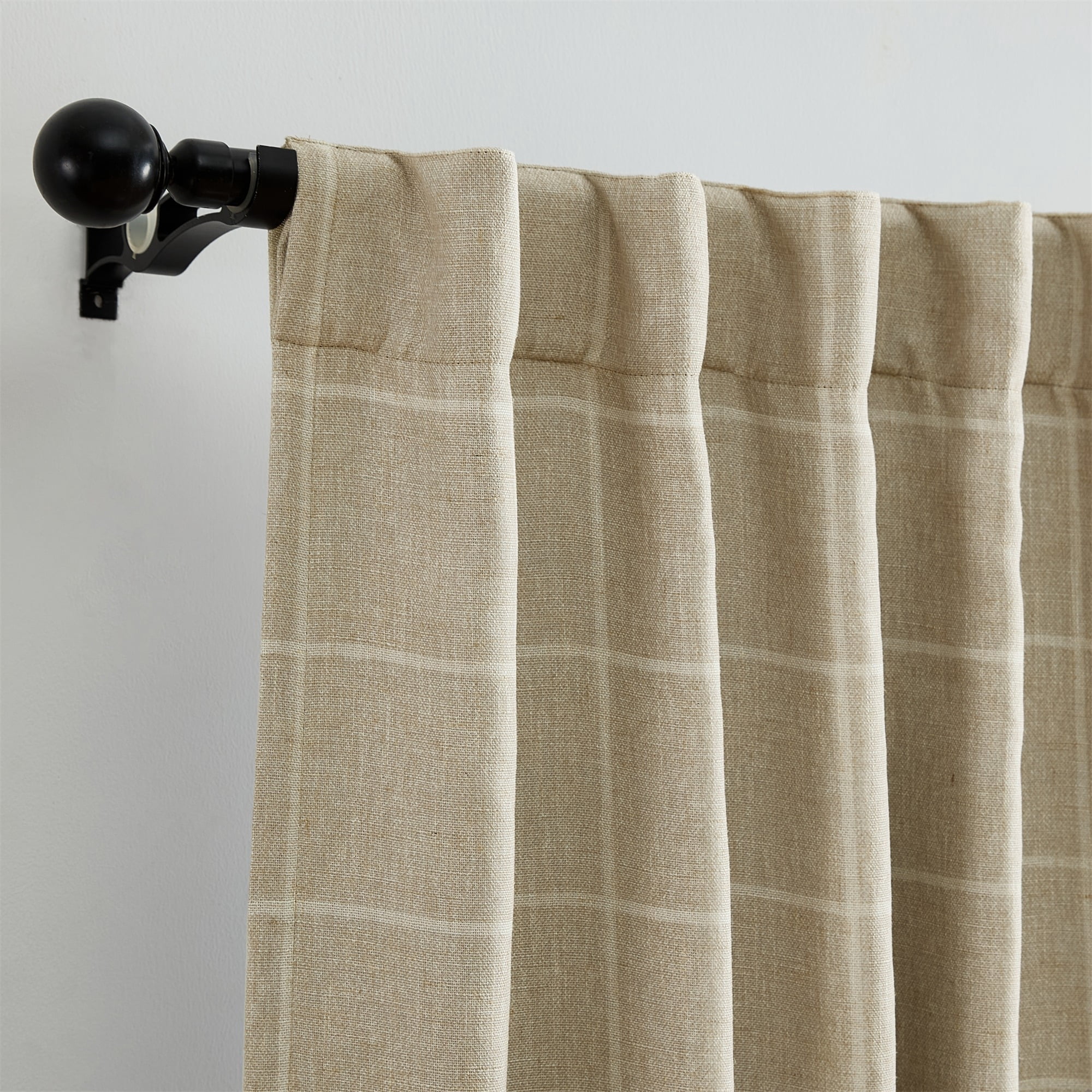Elrene Home Fashions Sawyer Windowpane Plaid Blackout Window Curtain, Sand, 52" x 95"