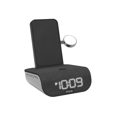 iHome - TimeBase Pro+ - Bluetooth Alarm Clock with Triple Charging - Black