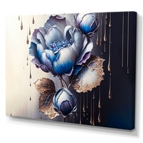 Designart Ice Blue And Purple Violets I Canvas Wall Art