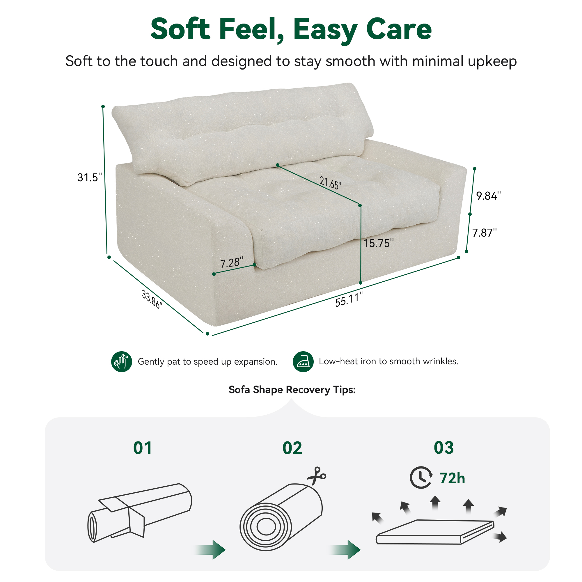 BEHOST 55 in Chenille Loveseat with Extra Deep Seats photo 7