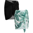 thumbnail image 1 of Pareo de playa 2 piezas para mujer de gasa hoja de plátano negra y verde, 1 of 5