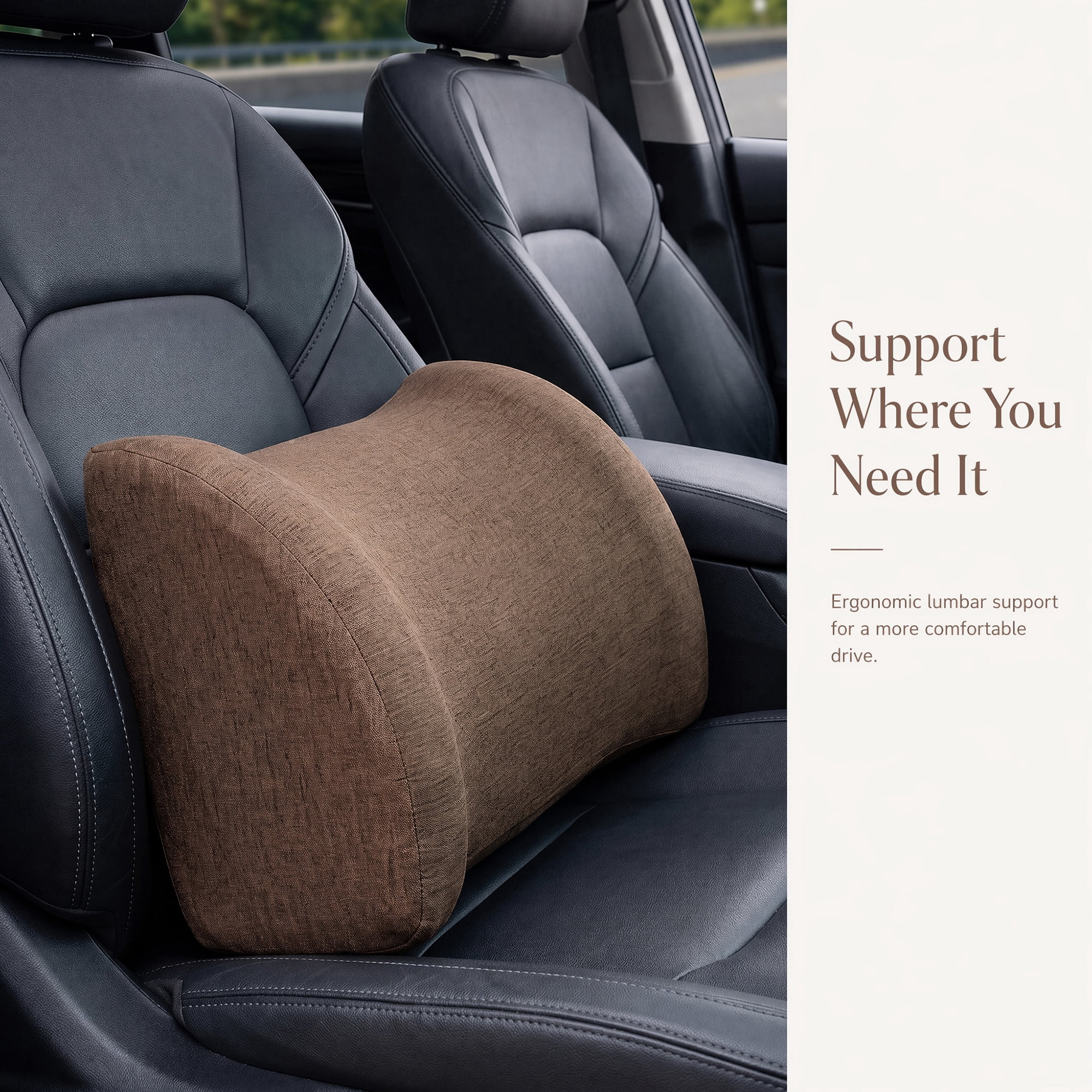 Unique Bargains Lumbar Support Pillow Cotton Back Support Coffee Brown 17.7" x 7.5" x 11"