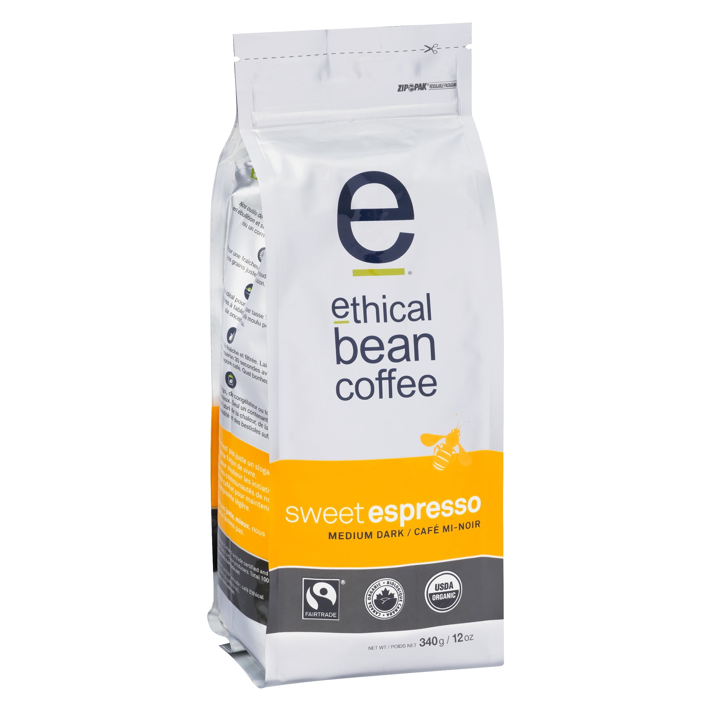 Ethical Bean Fairtrade Organic Coffee, Sweet Espresso Medium Dark Roast