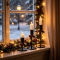 thumbnail image 4 of Taper Candle Holders Set of 3, Metal Iron Candlestick Holders with Bow Pinecone Berry Christmas Tabletop Decor for Dining Table Mantel Holiday Centerpiece, 4 of 6
