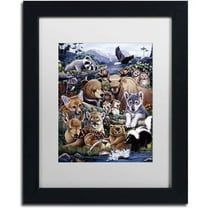 Trademark Fine Art 'Forest Friends' Canvas Art by Jenny Newland, White Matte, Black Frame