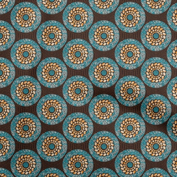 oneOone Polyester Spandex Turquoise Blue Fabric Asian Mandala Diy Clothing Quilting Fabric Print Fabric By Yard 56 Inch Wide