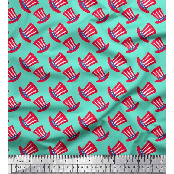 Soimoi Green Rayon Fabric Hat Fashion Print Sewing Fabric Yard 56 Inch Wide