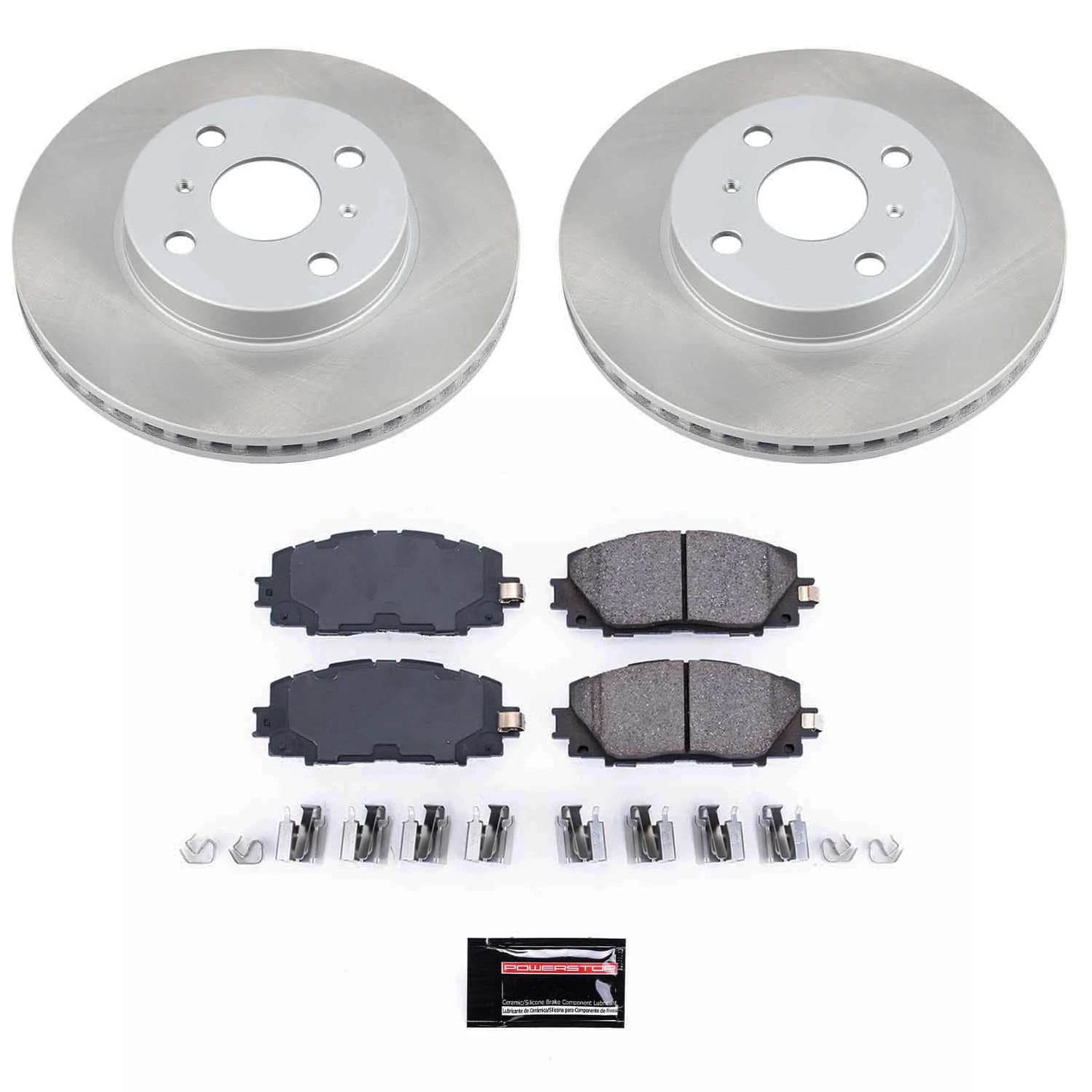 PowerStop Front Semi-Coated Rotor and Low-Dust Ceramic Brake Pad Kit SC5863