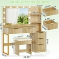 thumbnail image 6 of Ktaxon Flutted Makeup Vanity Table Set with 5 Drawer, Dressing Table w/Charging Station, Vanity Desk for Femal Gift, Wood Color, 6 of 9