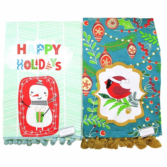 Decorative Towel Snowman / Cardinal Tea Towels Set / 2 Kitchen 100% Cotton Mx180561 Snowman