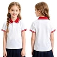 thumbnail image 2 of Domuza Kids Boys Polo Shirt Casual Short Sleeve Collared Button Blouse Lightweight Comfy Quick Dry Athletic Golf Class Uniform-Red 5-6 Years, 2 of 3