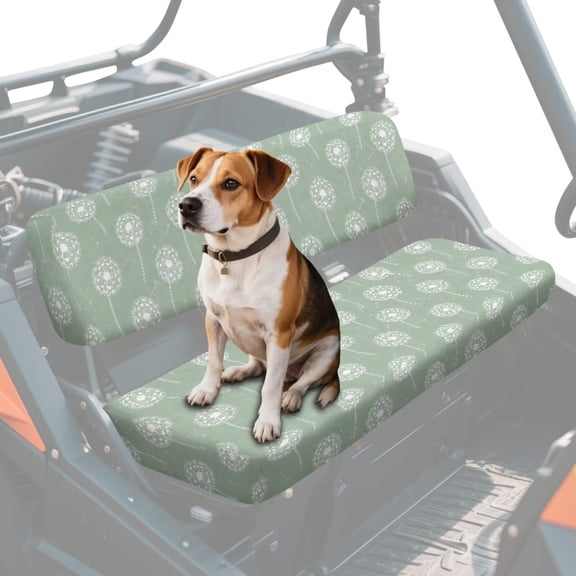 FKELYI Green Dandelion Print UTV Seat Cover Waterproof Powersports Seats Covers Anti-Dust Mule Bench Seat Cover Compatible with Mule SX 2017-2023 Interior Decor