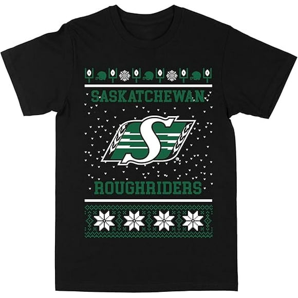 CFL Saskatchewan Roughriders Laid Noël Noir T-Shirt 2X-Grand