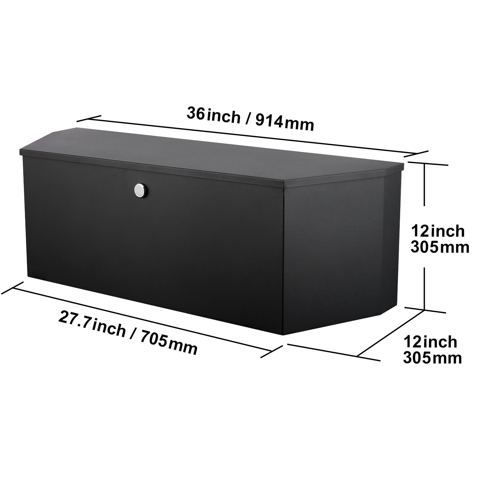KFFKFF Storage Box for Trailer Tongue, Constructed from Carbon Steel, Robust Trailer Storage Box with Lock and Keys, Functional Utility Box for Pickup Truck Bed and RV Trailer, Dimensions: 36"x12"x12