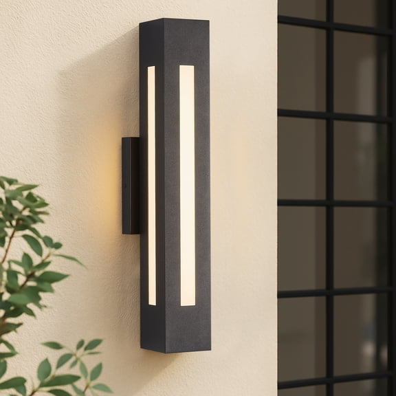 Outdoor Wall Light Dusk to Dawn, 20" Matte Black LED Waterproof, 2100 Lumens 3000K, 30W