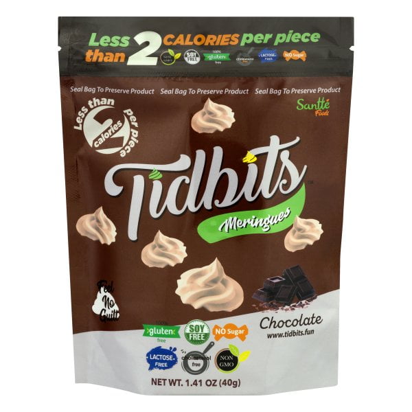 Tidbits Fun Bites Sugar-Free Meringue Cookies by Santte Foods - Chocolate Size: One Pouch