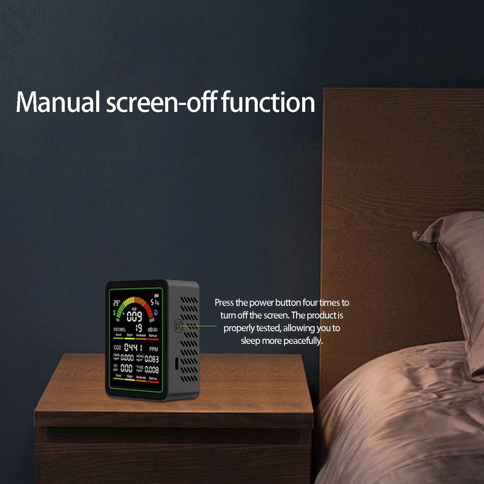 Air Quality Monitor With CO2 C6H6 Formaldehyde TVOC Temperature Humidity Detections And Noise Meter For Home Offices Lab