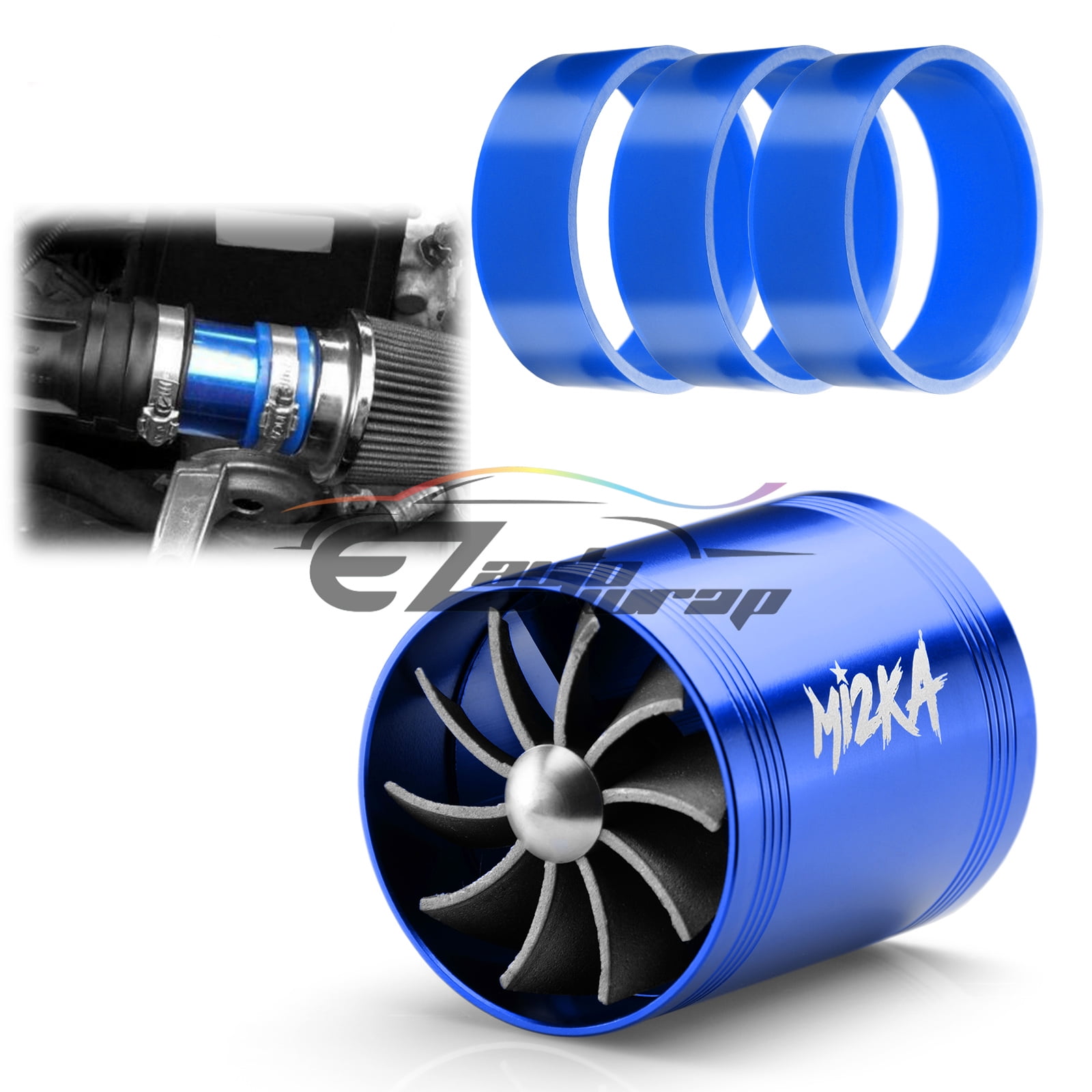 Mi2KA Turbine Air Intake Fuel Gas Saver Double Fan System Turbo 2.5"3.