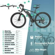 ANCHEER Gladiator 500W 26 Electric Bike for Adults, Electric Mountain Bike with 2.1 Inch eMTB Tire, 48V 10.4Ah Battery, 3H Fast Charge, Shimano 21 Speed, Adults Electric Bicycle UL2849