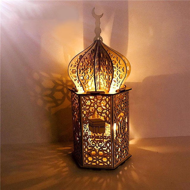 Linterna de musulmana Vintage Mubarak pequeña decoración de interior luces LED Retro 35x15x15cm 24x10x10cm Colco