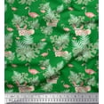 thumbnail image 2 of Soimoi Green Cotton Jersey Fabric Bunny Rabbit & Flamingo Bird Decor Fabric Printed Yard 64 Inch Wide, 2 of 3