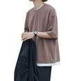thumbnail image 3 of EQWLJWE Loose Style Sleeve Shirts Fake Two-Piece Tops Tees Alternative Clothing Fashion Casual T-shirts, 3 of 5