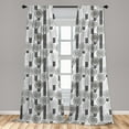 thumbnail image 5 of Ambesonne Flower Curtains, Greyscale Spring Bloom, Pair of 28"x84", Grey Pale Grey Black, 5 of 5