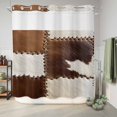 thumbnail image 6 of No Hook Shower Curtain, Brown White Leather Texture Shower Curtains for Bathroom with See Through Top Window, Abstract Art Cowhide Waterproof & Washable Bath Curtain Long 72"x78", 6 of 9