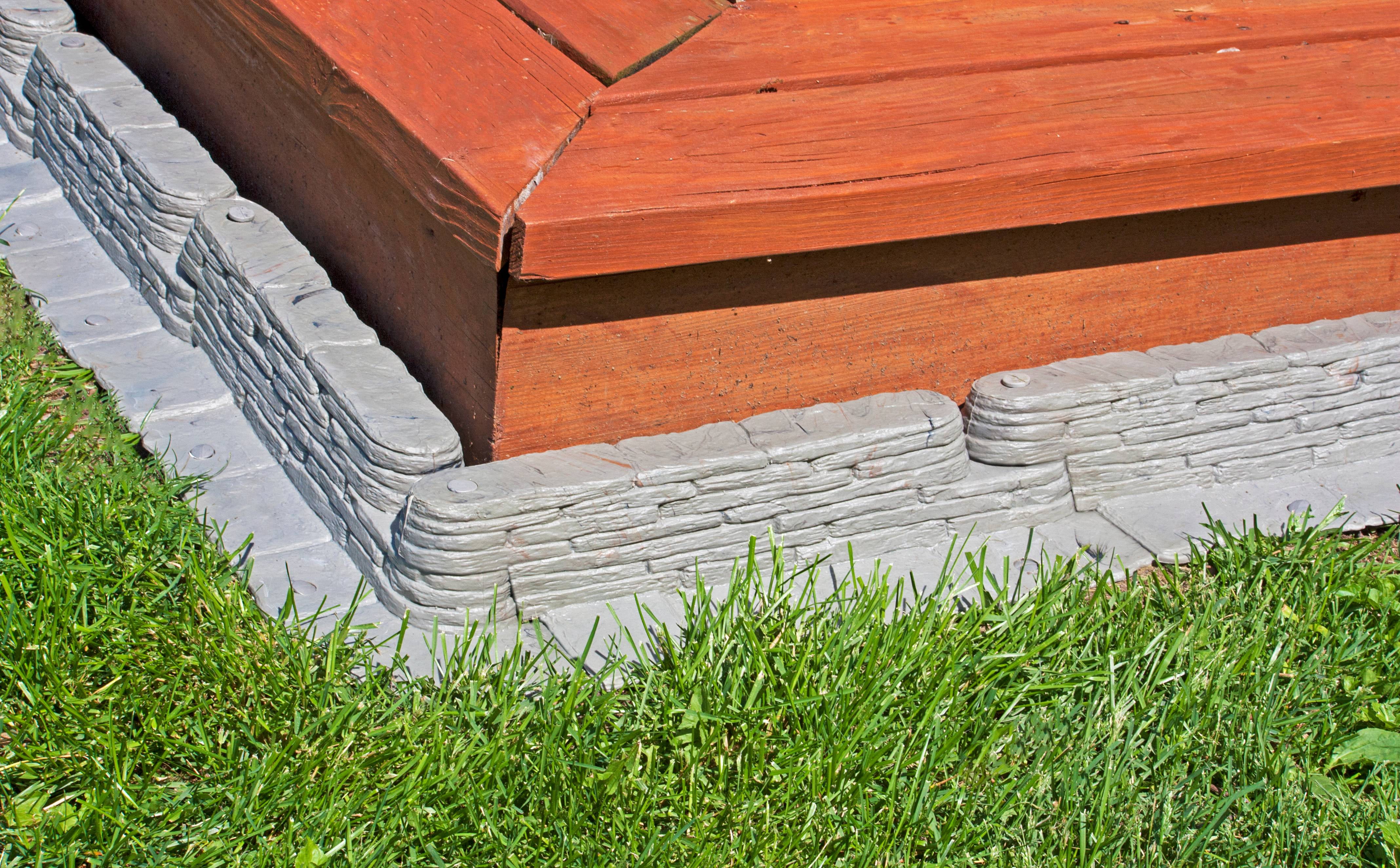 Bedrocks Trim-Free Lawn Edging Gray, 20 Feet, Natural Stacked Slate Design