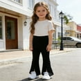 thumbnail image 3 of RUTAYY Children Girls Flared Pants Solid Color Elastic Waist with Front Slit Design Holiday Chic Trousers, 3 of 4