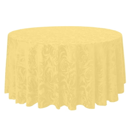

Ultimate Textile (2 Pack) Damask Melrose 114-Inch Round Tablecloth - Home Dining Collection - Floral Leaf Scroll Jacquard Design Gold