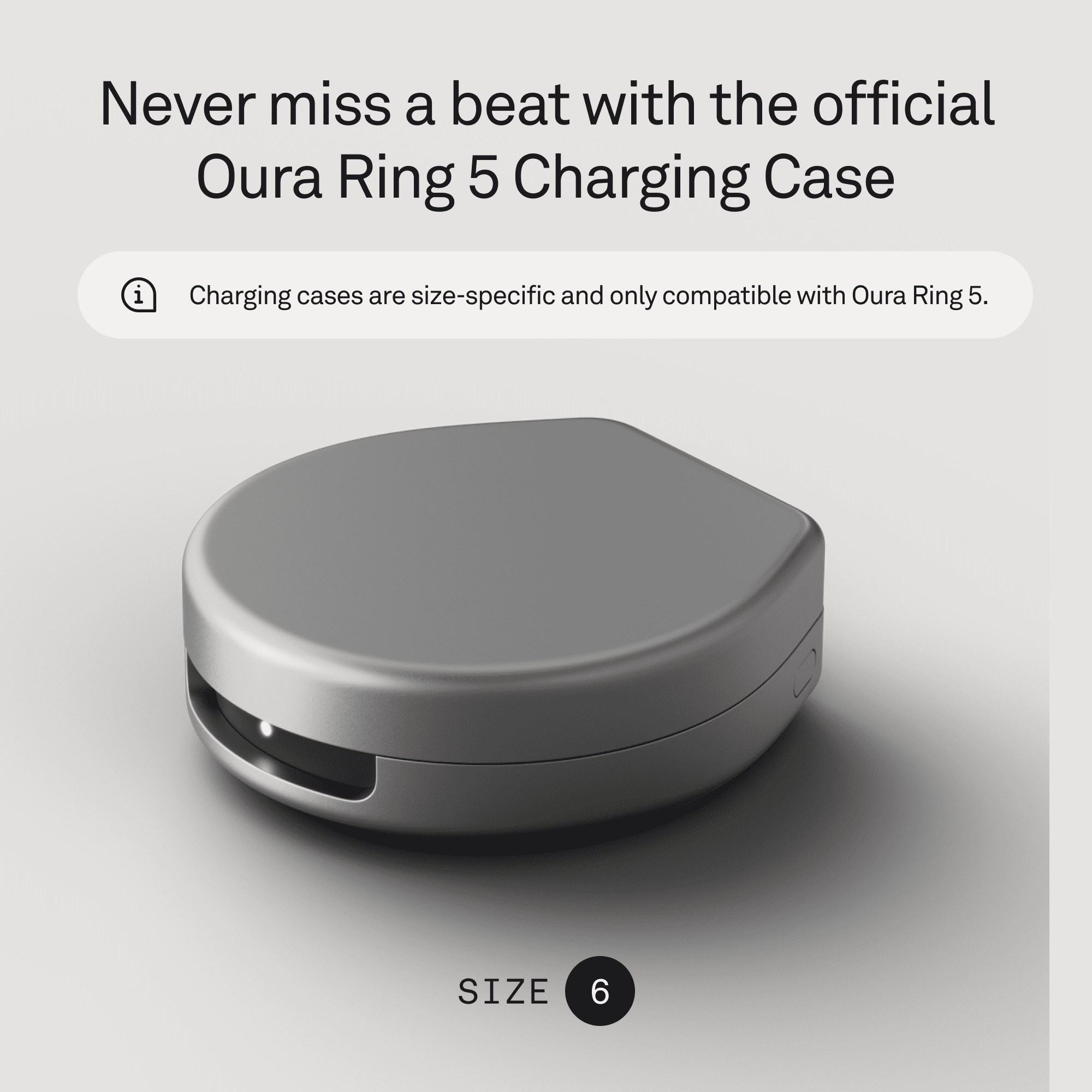 Oura Ring 5 Official Charging Case - Size 6 - Up to a month of battery life - USB-C Cord Compatible&nbsp;&nbsp;