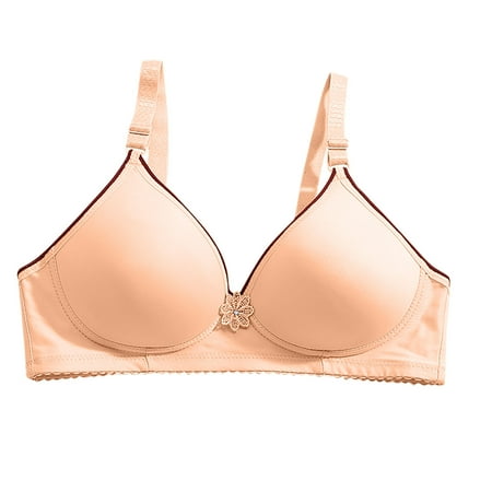 Gnurob Women s Wirefree Underwear Push Up Bra Padded Bralette Plus Size Brassiere Comfort Plunge Bralettes Adjustable Straps Bras Breathable lingerie Clearance Saving Beige X-Large