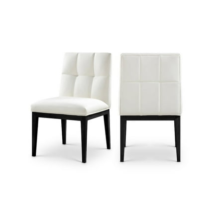 Meridian Furniture Adrian Cream Vegan Leather Dining Side Chair, Set of 2