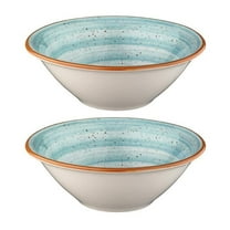 Aqua dia.8" h:2.5" 30 oz. Round Blue Porcelain Bowl (Set of 2)