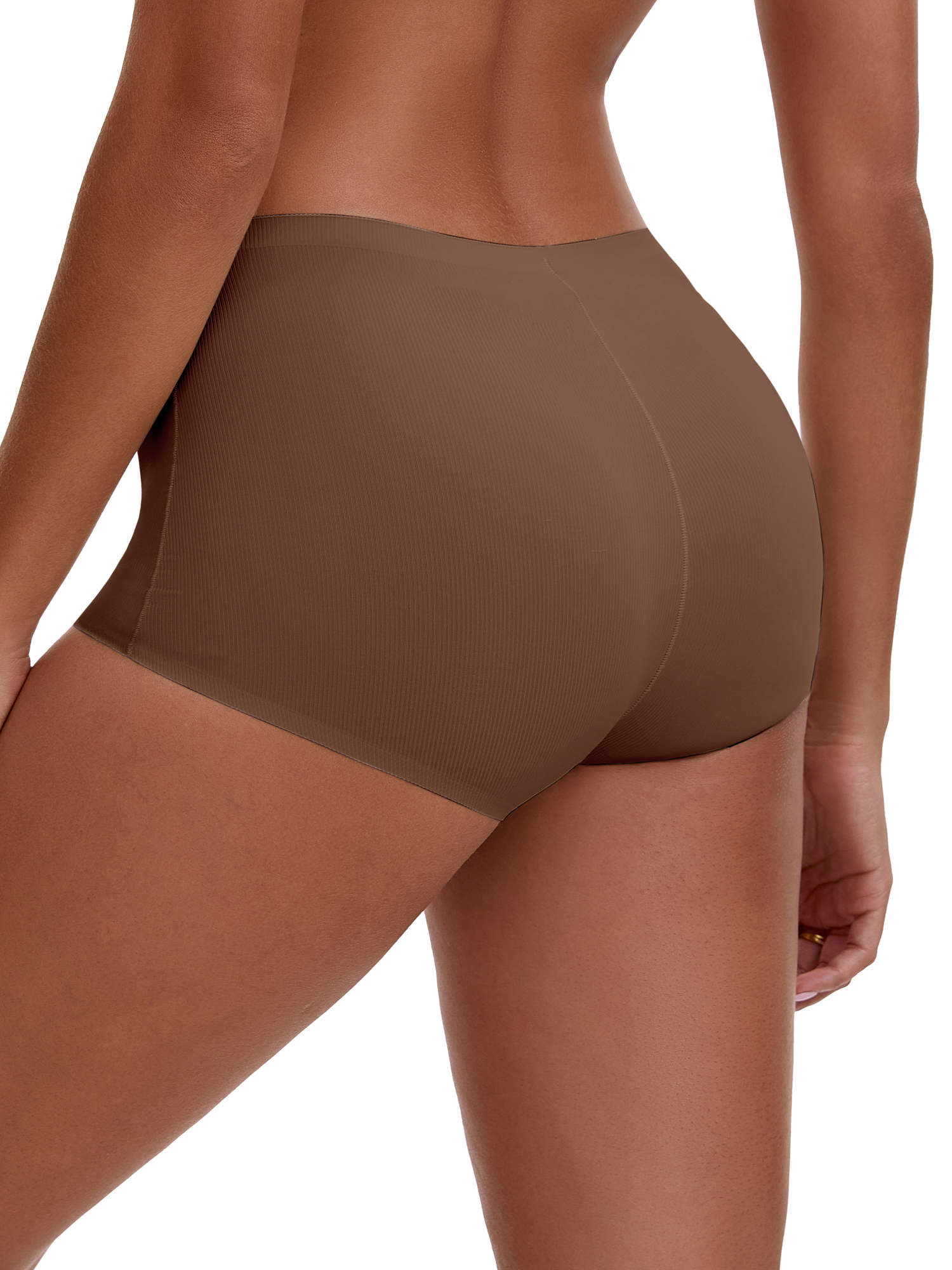 Unique Bargains Women's High Waist Seamless Ice Silk Breathable Boyshorts XL Dark Brown