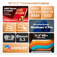 thumbnail image 3 of HP 2026 17 inch laptop, 6-Core AMD Ryzen 5 7430U, 17.3" HD+ Touchscreen IPS Display, 20GB RAM, 512GB SSD, Copilot AI, Backlit Keyboard, Windows 11 Pro, 3 of 8