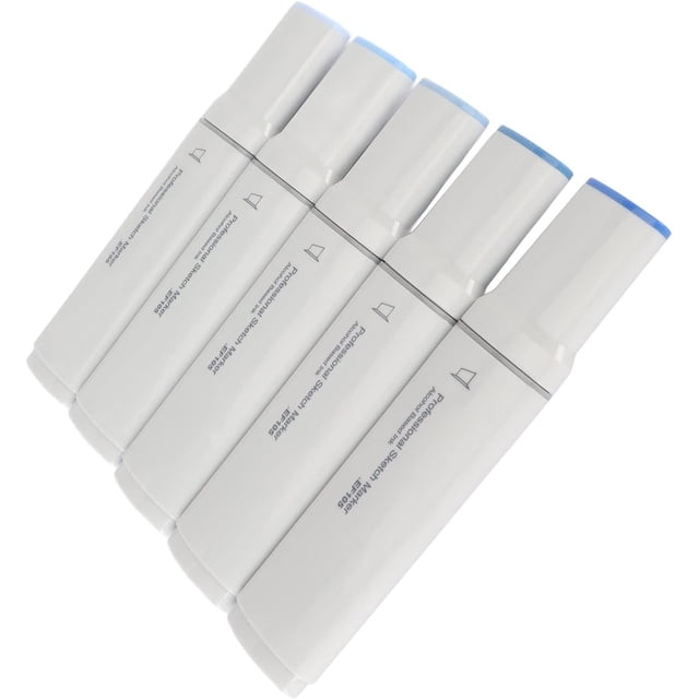 HUGFEGWE Jumbo Markers Large Wide Head Even Fluent Ink Absorption for Painting Professionals Eco Friendly Ink for Adults and Children Set of 5 PCS (Blue Color) CJB91-50090