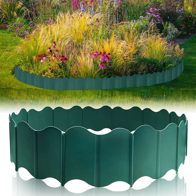 COM1950s Plastic Garden Edging Fence for Outdoor Yard,Diy Easy Install Landscape Border with Flexible Design,Durable Weather Resistant Material for Defining Flower Beds & Low Maintenance Requirements